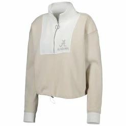 Discount 💯 Women's Gameday Couture Tan/White Alabama Crimson Tide Color-Block Quarter-Zip Jacket 💯 -activewear Sales unnamed file 1039