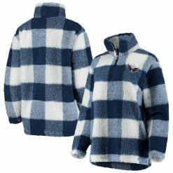 Buy 🔥 Women's G-III 4Her By Carl Banks Navy/White Washington Capitals Plaid Sherpa Quarter-Zip Jacket ✨