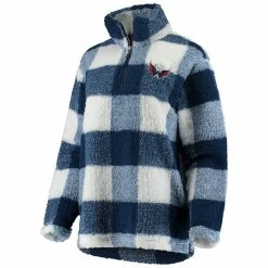 Buy 🔥 Women's G-III 4Her By Carl Banks Navy/White Washington Capitals Plaid Sherpa Quarter-Zip Jacket ✨ -activewear Sales unnamed file 1051