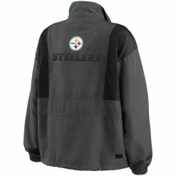 Cheapest ⌛ Women's WEAR By Erin Andrews Charcoal Pittsburgh Steelers Popover Packable Half-Zip Jacket 😀 -activewear Sales unnamed file 1056
