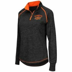 Best Pirce 💯 Women's Colosseum Black Oklahoma State Cowboys Bikram 1/4 Zip Long Sleeve Jacket 😀