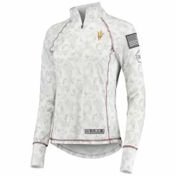 Best Sale ⭐ Women's Colosseum White Arizona State Sun Devils OHT Military Appreciation Officer Arctic Camo 1/4-Zip Jacket 👍 -activewear Sales unnamed file 1086
