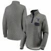 Best deal 🛒 Women's Pressbox Heathered Gray/Navy West Virginia Mountaineers Magnum Quilted Quarter-Snap Pullover Jacket 🧨