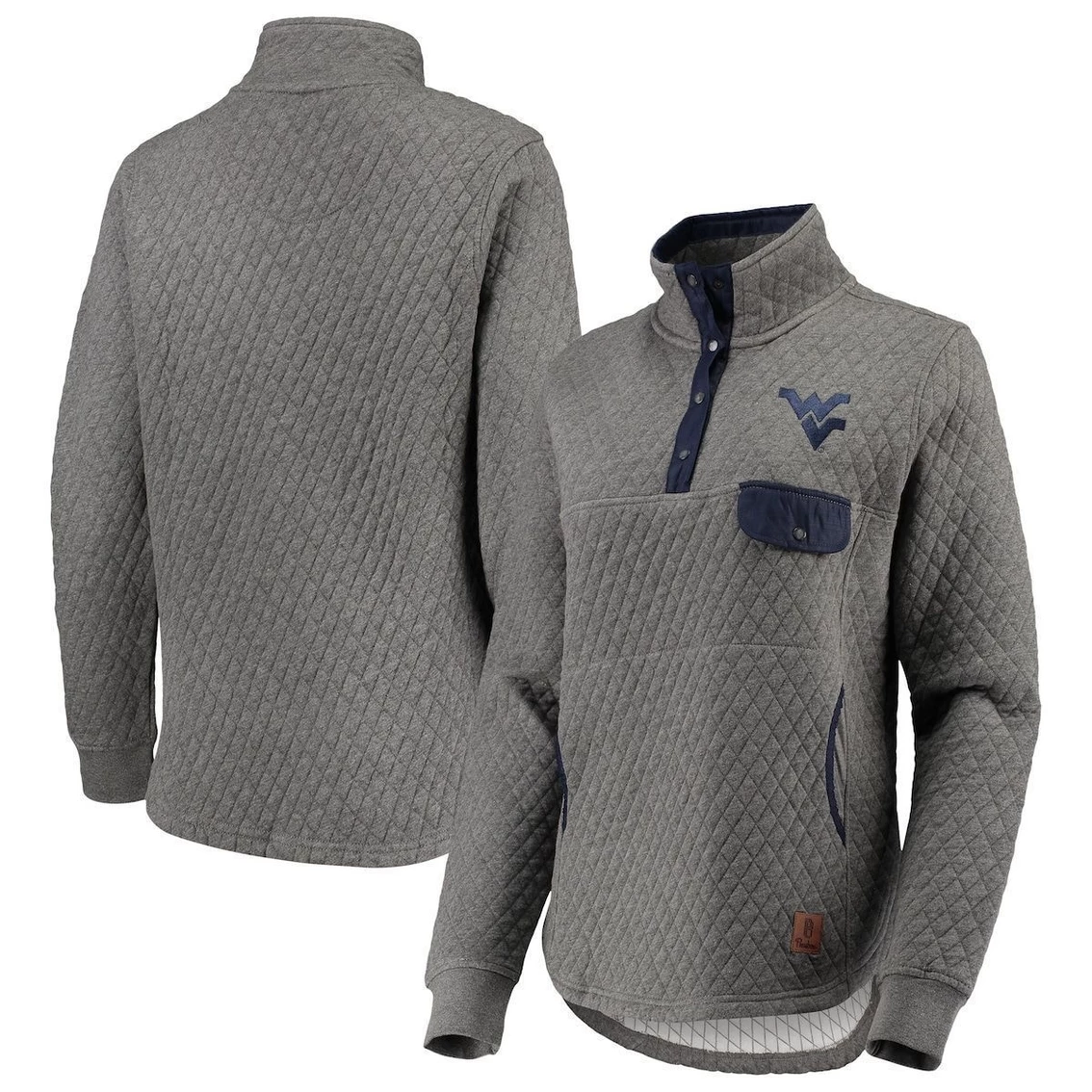 Best deal π Women's Pressbox Heathered Gray/Navy West Virginia Mountaineers Magnum Quilted Quarter-Snap Pullover Jacket 𧨠2 Best deal π Women's Pressbox Heathered Gray/Navy West Virginia Mountaineers Magnum Quilted Quarter-Snap Pullover Jacket 𧨠- Image 2