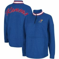 Brand new ❤️ Women's Colosseum Royal Kansas Jayhawks Alice 2-Hit Fleece Quarter-Zip Jacket 💯