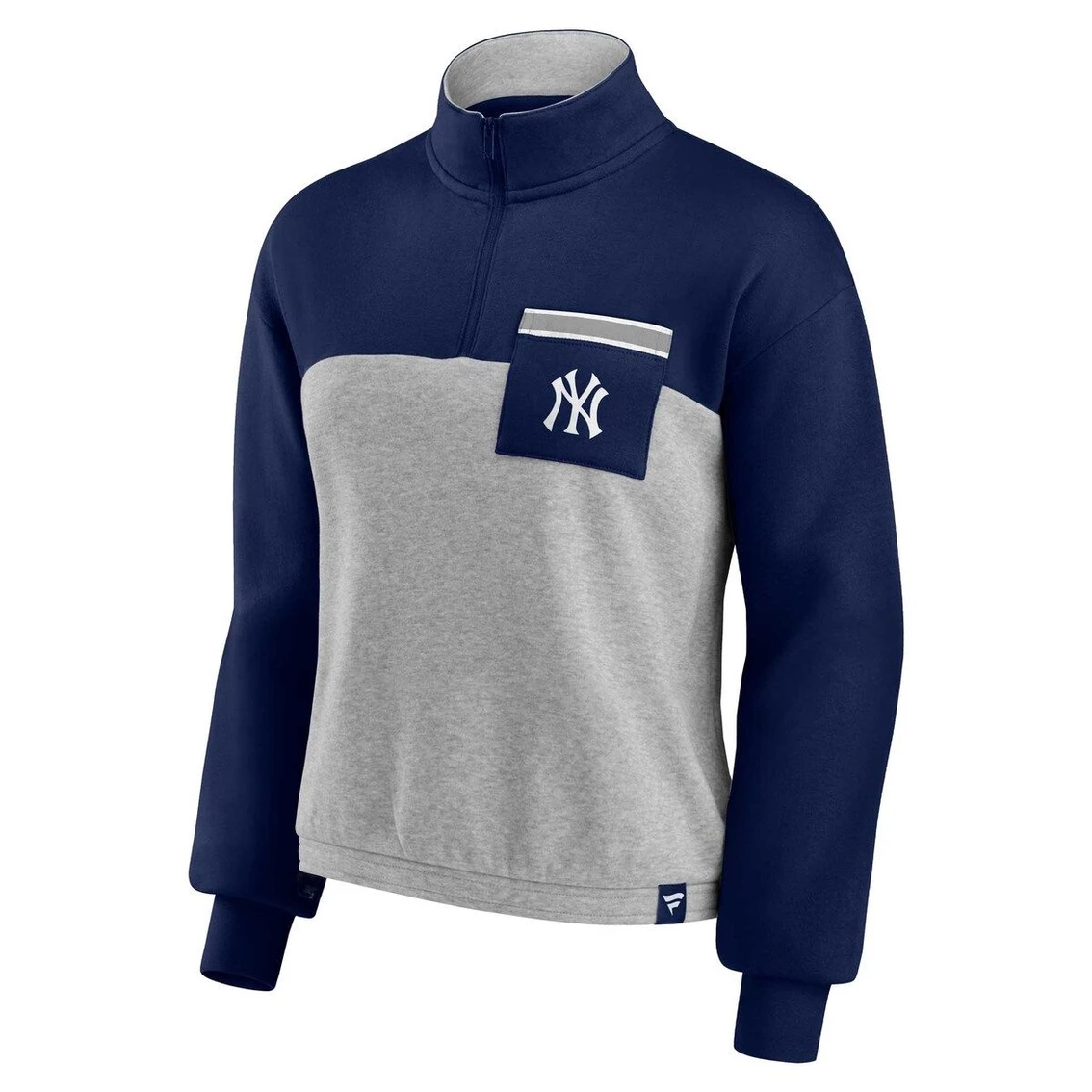 Wholesale π Women's Fanatics Branded Navy/Heather Gray New York Yankees Iconic Cinch Waist Quarter-Zip Top 𧨠3 Wholesale π Women's Fanatics Branded Navy/Heather Gray New York Yankees Iconic Cinch Waist Quarter-Zip Top 𧨠- Image 3