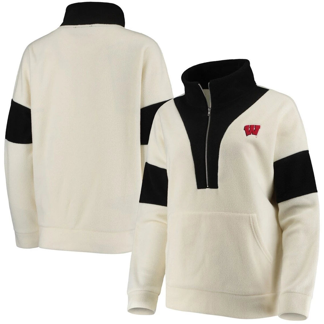 New 😀 Gameday Couture 👩 Women's White/Black Wisconsin Badgers Blocked In Colorblocked Half-Zip Jacket 🥰 2 New 😀 Gameday Couture 👩 Women's White/Black Wisconsin Badgers Blocked In Colorblocked Half-Zip Jacket 🥰 - Image 2