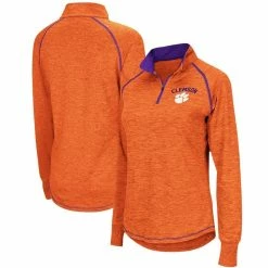 Best Pirce 🥰 Women's Colosseum Orange Clemson Tigers Bikram Quarter-Zip Pullover Jacket 🎁