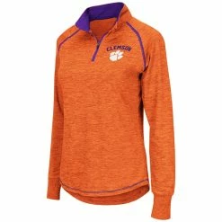 Best Pirce 🥰 Women's Colosseum Orange Clemson Tigers Bikram Quarter-Zip Pullover Jacket 🎁 -activewear Sales unnamed file 1159