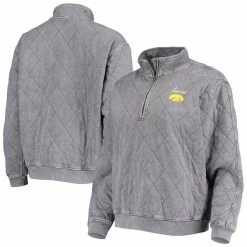 Best deal 🤩 Women's Gameday Couture Charcoal Iowa Hawkeyes Unstoppable Chic Quilted Quarter-Zip Jacket 🎉