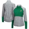 Best deal ⭐ Women's Colosseum Heathered Gray/Green Oregon Ducks Color Block Space-Dye Raglan Quarter-Zip Top ⭐