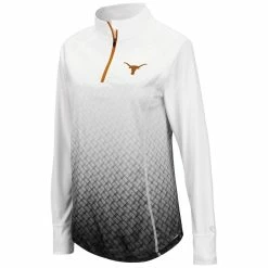 New 🎉 Women's Colosseum White/Black Texas Longhorns Magic Ombre Raglan Quarter-Zip Top 👏 -activewear Sales unnamed file 1183