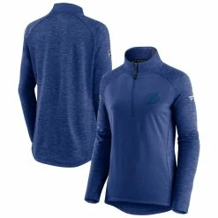 Deals 🤩 Women's Fanatics Branded Blue/Heathered Blue Tampa Bay Lightning Logo Authentic Pro Travel & Training Raglan Quarter-Zip Jacket 🎉 -activewear Sales unnamed file 1194