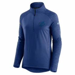 Deals 🤩 Women's Fanatics Branded Blue/Heathered Blue Tampa Bay Lightning Logo Authentic Pro Travel & Training Raglan Quarter-Zip Jacket 🎉 -activewear Sales unnamed file 1195
