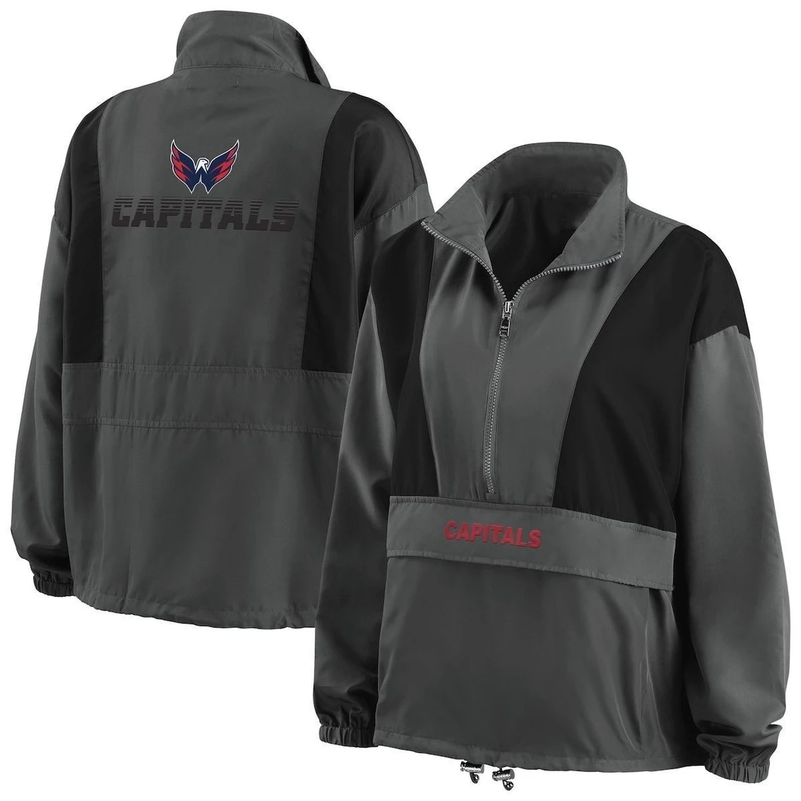 Coupon π― Women's WEAR By Erin Andrews Charcoal Washington Capitals Popover Packable Half-Zip Jacket π― 1 Coupon π― Women's WEAR By Erin Andrews Charcoal Washington Capitals Popover Packable Half-Zip Jacket π―