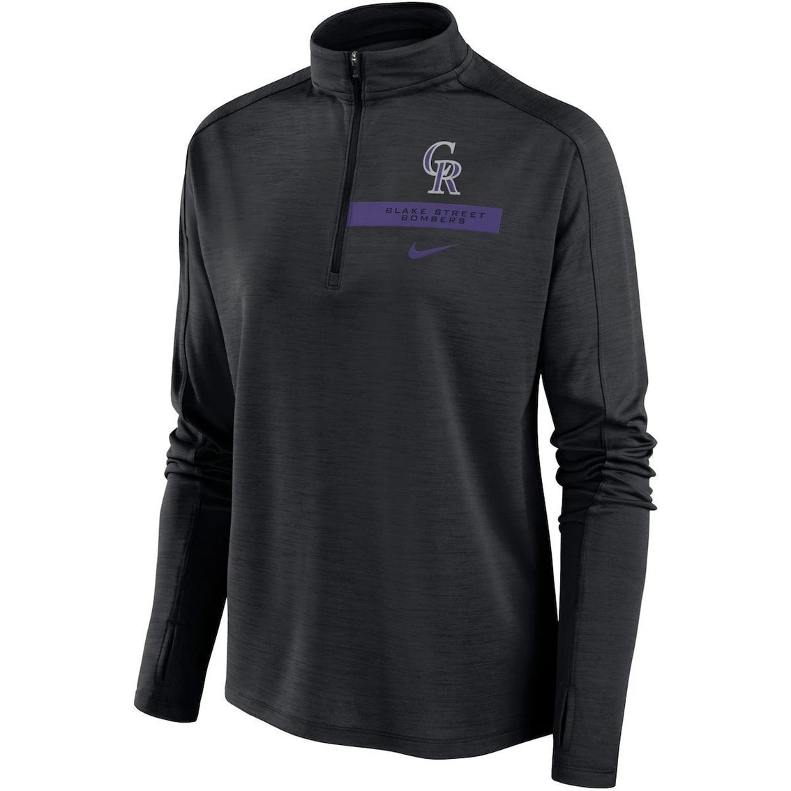 Wholesale π₯ Women's Nike Black Colorado Rockies Primetime Raglan Quarter-Zip Top π 3 Wholesale π₯ Women's Nike Black Colorado Rockies Primetime Raglan Quarter-Zip Top π - Image 3