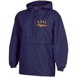 Deals ⌛ Women's Champion Purple LSU Tigers Packable Half-Zip Light Rain Jacket 😀 -activewear Sales unnamed file 161
