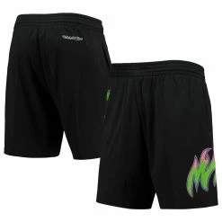 Wholesale 🎁 Men's Mitchell & Ness Black Miami Heat Hardwood Classics Color Bomb Energy Shorts ✨