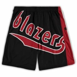 Cheapest 👏 Men's Mitchell & Ness Black Portland Trail Blazers Big & Tall Hardwood Classics Big Face 2.0 Shorts ✔️
