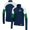 Outlet ❤️ Women's Under Armour Navy Notre Dame Fighting Irish Sleeve Hit Raglan Quarter-Zip Jacket ⭐