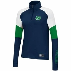 Outlet ❤️ Women's Under Armour Navy Notre Dame Fighting Irish Sleeve Hit Raglan Quarter-Zip Jacket ⭐ -activewear Sales unnamed file 202