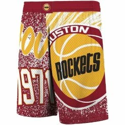Hot Sale 🥰 Men's Mitchell & Ness Red Houston Rockets Hardwood Classics Jumbotron Sublimated Shorts ❤️ -activewear Sales unnamed file 2186