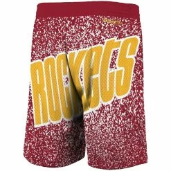 Hot Sale 🥰 Men's Mitchell & Ness Red Houston Rockets Hardwood Classics Jumbotron Sublimated Shorts ❤️ -activewear Sales unnamed file 2187