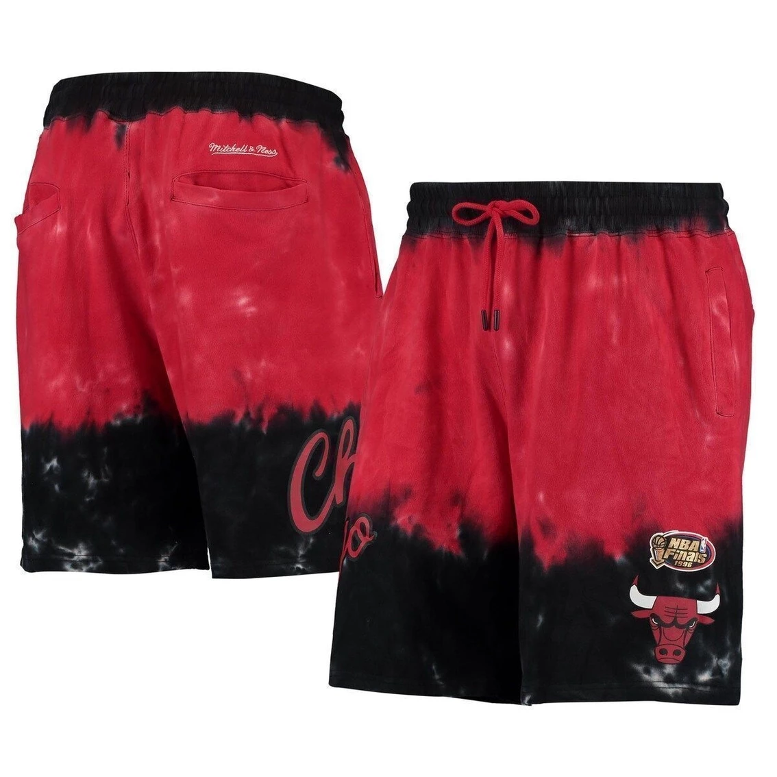 Wholesale 👏 Men's Mitchell & Ness Black/Red Chicago Bulls Hardwood Classics Terry Tie-Dye Shorts ✨ 1 Wholesale 👏 Men's Mitchell & Ness Black/Red Chicago Bulls Hardwood Classics Terry Tie-Dye Shorts ✨