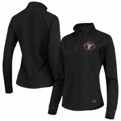 Brand new ⌛ Women's Under Armour Black Texas Tech Red Raiders 🏀 Basketball On-Court Quarter-Snap Raglan Jacket 👍 -activewear Sales unnamed file 231