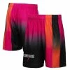 Flash Sale ⌛ Men's Mitchell & Ness Pink/Black Miami Heat 2005/06 Hardwood Classics Fadeaway Reload 3.0 Swingman Shorts 💯