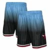 New ❤️ Men's Mitchell & Ness Black/Light Blue Chicago Bulls 1995/96 Hardwood Classics Fadeaway Reload 3.0 Swingman Shorts 🎉