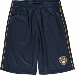 Best Sale π Men's Majestic Navy Milwaukee Brewers Big & Tall Mesh Team Shorts π