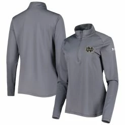 Brand new π Women's Under Armour Charcoal Notre Dame Fighting Irish Tech Mesh Performance Quarter-Zip Jacket βοΈ