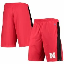 Budget 👍 Men's Champion Scarlet Nebraska Huskers Side Stripe Shorts 👏
