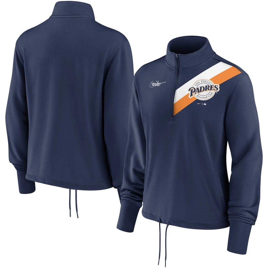 Discount 𧨠Women's Nike Navy San Diego Padres 1998 Cooperstown Collection Rewind Stripe Performance Half-Zip Pullover βοΈ 2 Discount 𧨠Women's Nike Navy San Diego Padres 1998 Cooperstown Collection Rewind Stripe Performance Half-Zip Pullover βοΈ - Image 2