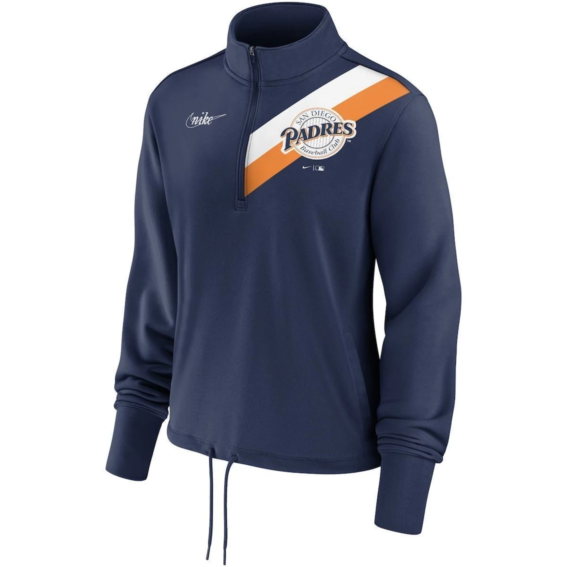 Discount 𧨠Women's Nike Navy San Diego Padres 1998 Cooperstown Collection Rewind Stripe Performance Half-Zip Pullover βοΈ 3 Discount 𧨠Women's Nike Navy San Diego Padres 1998 Cooperstown Collection Rewind Stripe Performance Half-Zip Pullover βοΈ - Image 3