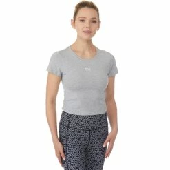 Wholesale 💯 Calvin Klein Performance Logo Side Ruched Crew Neck Crop Tee 🔔