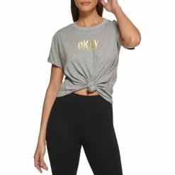 Flash Sale ⌛ DKNY Sport Embroidered Logo Knot Front Tee ⌛