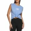 Coupon 🎁 DKNY Sport Embroidered Logo Knot Front Muscle Tank 🔔