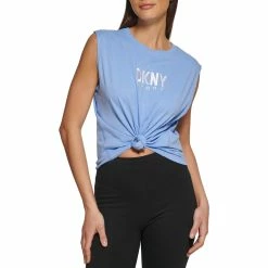 Coupon 🎁 DKNY Sport Embroidered Logo Knot Front Muscle Tank 🔔