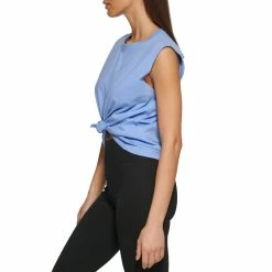 Cheapest ❤️ DKNY Sport Embroidered Mini Logo Knot Front Muscle Tank 🥰 -activewear Sales unnamed file 342