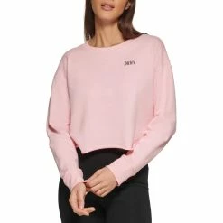 Deals 👍 DKNY Sport Metallic Logo Cropped Pullover Top 😀