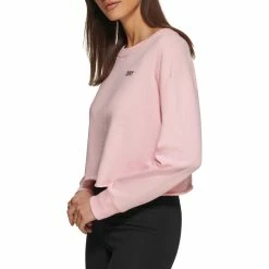 Deals 👍 DKNY Sport Metallic Logo Cropped Pullover Top 😀 -activewear Sales unnamed file 388
