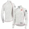 Flash Sale 👏 Women's Colosseum White Nebraska Huskers OHT Military Appreciation Officer Arctic Camo 1/4-Zip Jacket ✔️