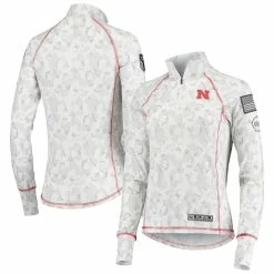 Flash Sale 👏 Women's Colosseum White Nebraska Huskers OHT Military Appreciation Officer Arctic Camo 1/4-Zip Jacket ✔️ -activewear Sales unnamed file 399