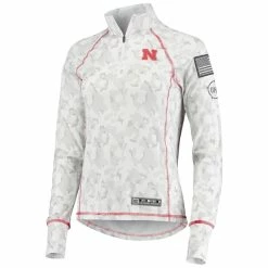 Flash Sale 👏 Women's Colosseum White Nebraska Huskers OHT Military Appreciation Officer Arctic Camo 1/4-Zip Jacket ✔️ -activewear Sales unnamed file 400