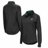 Buy 🎁 Women's Colosseum Heathered Black Oregon Ducks Bikram Quarter-Zip Pullover Jacket 🤩