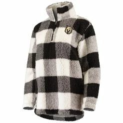 Deals 🧨 Women's G-III 4Her By Carl Banks Black/White Vegas Golden Knights Plaid Sherpa Quarter-Zip Jacket 🥰 -activewear Sales unnamed file 418