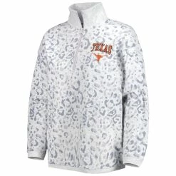 New 🤩 Women's Gameday Couture Heather Gray Texas Longhorns Leopard Quarter-Zip Sweatshirt 👍 -activewear Sales unnamed file 428