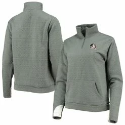 Promo 🌟 Women's Gameday Couture Charcoal Florida State Seminoles Embossed Quarter-Zip Jacket ⭐